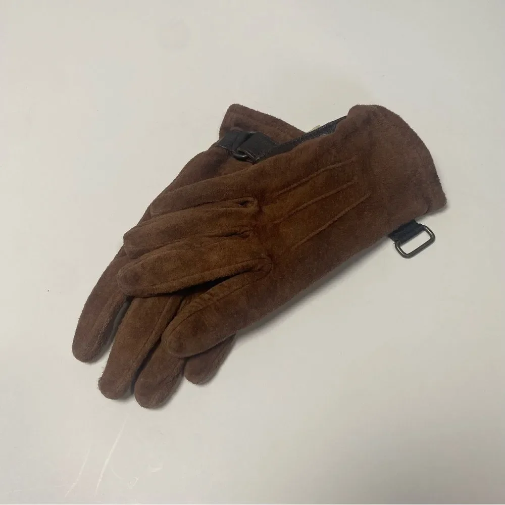 Women's Classic Chic Brown Suede Leather Gloves Size Small